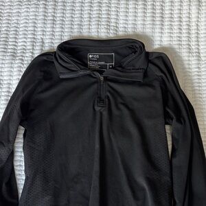 Figs Womens Quarter Zip Up Black top